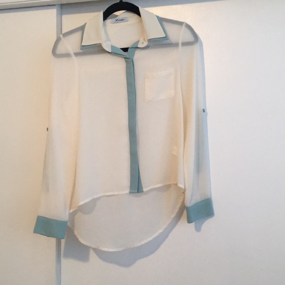 Color block button down top